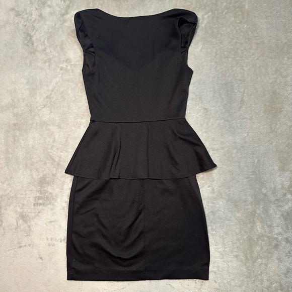 Bailey Blue Mini Peplum Dress Women Sz S Black Sweetheart Sleeveless Stretch Y2K - Picture 3 of 9